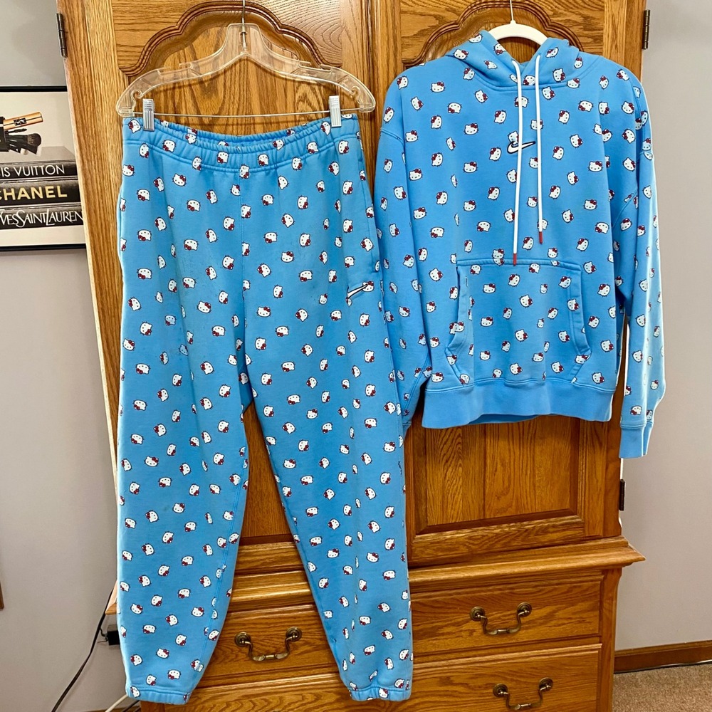 Nike x Hello Kitty Fleece Hoodie Pants Set Men M, Ladies LRG Unisex READ Rare